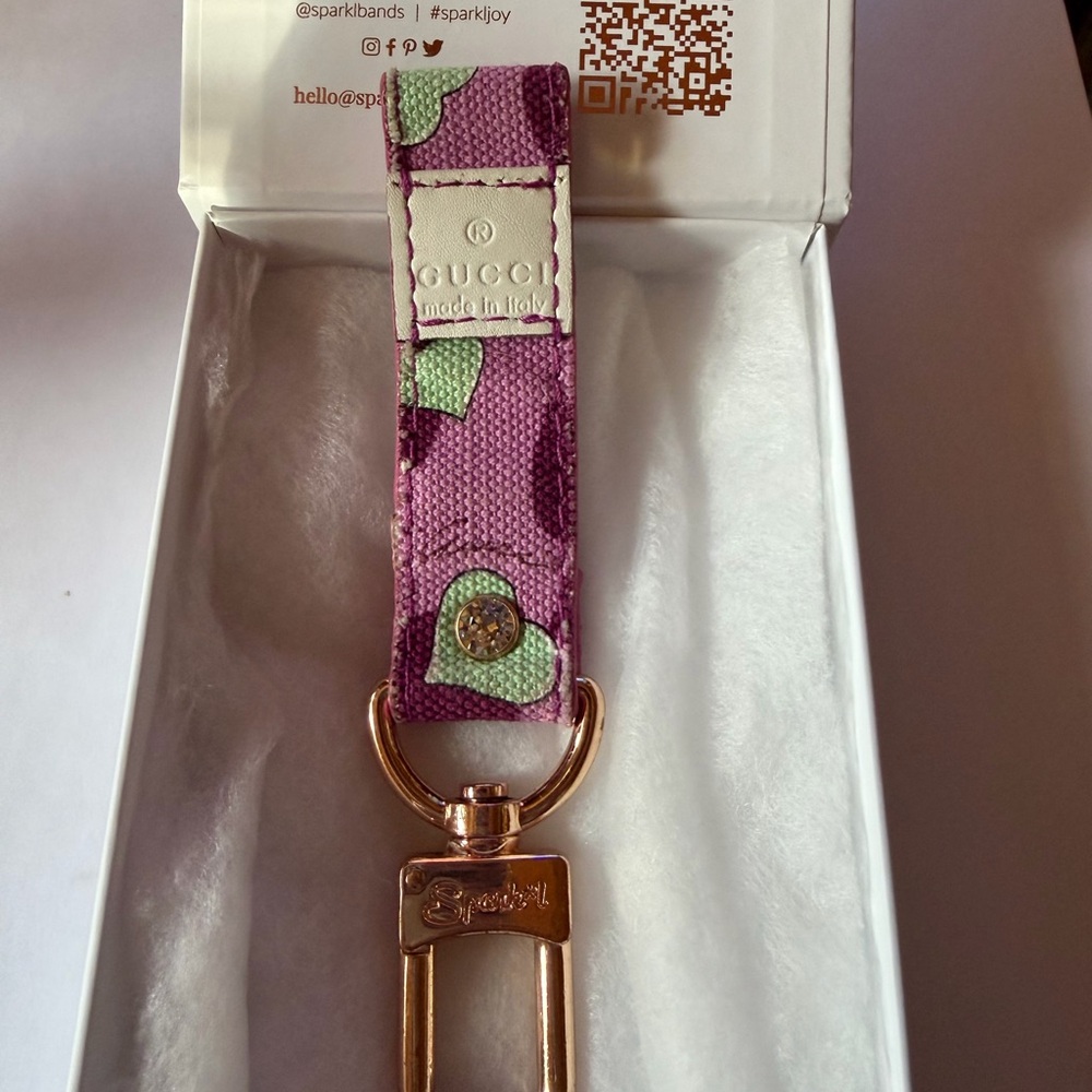 Authentic Upcycled Burgundy Gucci Love Hearts Key Fob by Spark’l